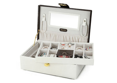 Double moistureproof wooden division plate jewellery storage box with flocked cloth