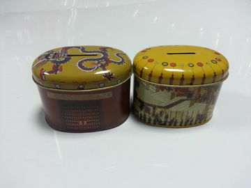 Painting Tin Coin Box 0.23mm Containers For Saving , 105x75x80mm