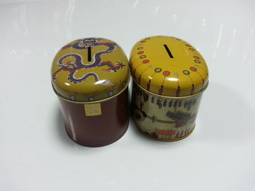 Painting Tin Coin Box 0.23mm Containers For Saving , 105x75x80mm