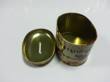Painting Tin Coin Box 0.23mm Containers For Saving , 105x75x80mm