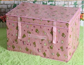 Customized Foldable Lamination Non Woven Storage Bins , Pink / Yellow / Blue